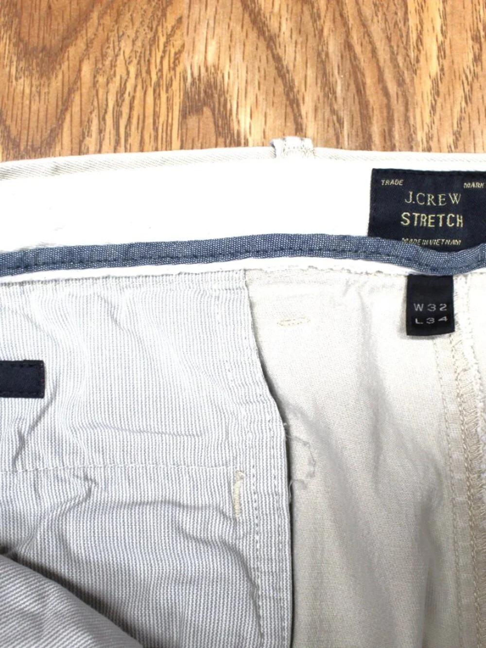 32x34 J.CREW 770 STRAIGHT FIT COTTON/SPANDEX PANTS KHAKI Sz 32W x 34L